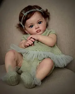 22 inch lifelike reborn girl doll, reborn toddler doll - Realistic reborn baby doll, suitable for children's Christmas and Halloween gifts 3+