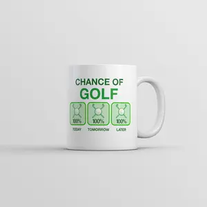 Chance Of Golf Mug Funny Golfing Graphic Coffee Cup - 11oz Funny Coffee Mugs Ceramic Printed Drinkware Cup