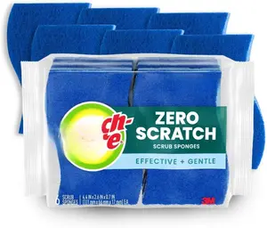 Scotch-Brite Zero Scratch Scrub Sponge 3 Pack Heavy Duty Odor Resistant Non-Scratch Dish Sponges for Kitchen Cleaning Safe on Most Surfaces 4.4 x 2.6 x 0.7 Inches