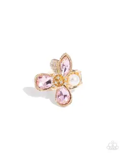 FLORAL Excellence - Pink Gem Gold Ring - Paparazzi