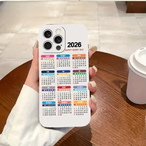 Phone Case - 1pc Phone Case [Local Quick Shipping] 2026 Colorful Minimalist Calendar Print for Phone Case Birthday Festival Gift for Men Women for Iphone 17 16 15 14 13 12 11 XS X Pro Max Imitation Liquid Printed Case