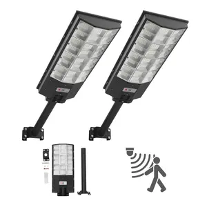 VEVOR 2-Pack 8000W Solar Outdoor Floodlights, 450000LM Commercial Dusk-to-Dawn LED Security Lamps, IP67 Waterproof with Motion Sensor, for Parking Lot, Driveway, Solar Floodlight