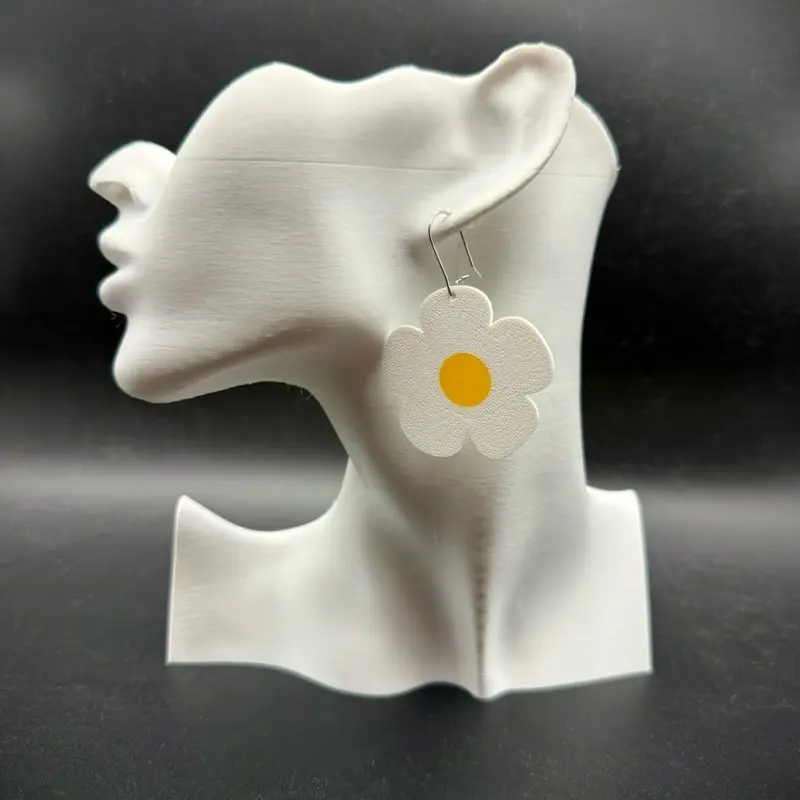 Women's 3D Printed Flower Earrings, Hypoallergenic Costume Jewelry, Casual Daily Female Fashion Accessories
