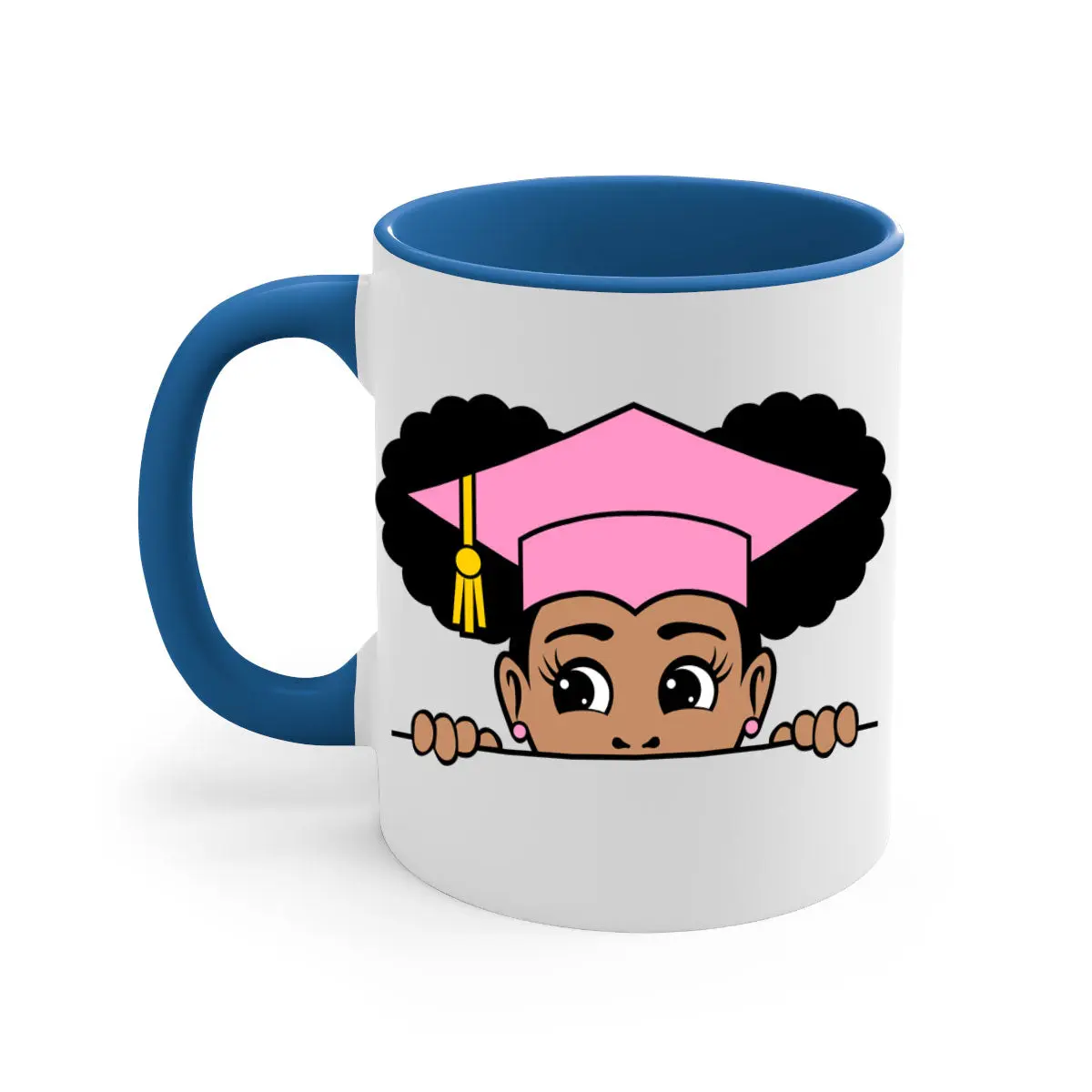 peekaboo afro puffs grad girl 23#- Black women - Girls-Mug / Coffee Cup Ceramic Drinkware
