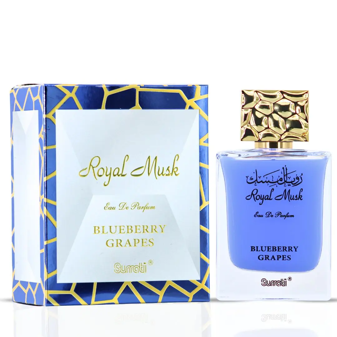 Royal Musk Blueberry Grapes Eau de Parfum Spray 100ml (3.4 oz) by Surrati – Fruity Musky Perfume Royal Musk Blueberry Grapes Eau de Parfum Spray 100ml (3.4 oz) by Surrati – Fruity Musky Perfume