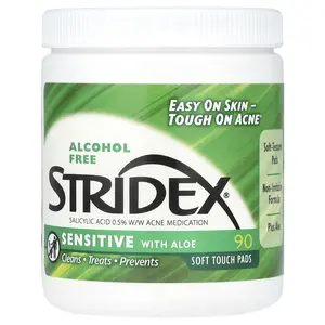 Stridex Sensitive with Aloe, Alcohol Free, 90 Soft Touch Pads | HSA/FSA Eligible