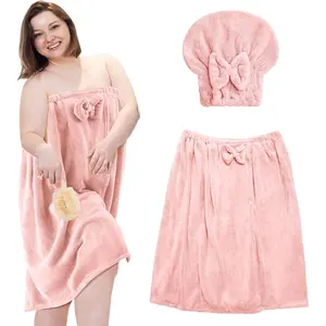 110-220 Lbs, 1 Sets Plus Size Towel Wrap for Women with Hair Towel Bath Shower Wrap Dress Spa Extra Large Bathrobe Set, New Year Gift for Mom Girfriend Women, Birthday Christmas Gift