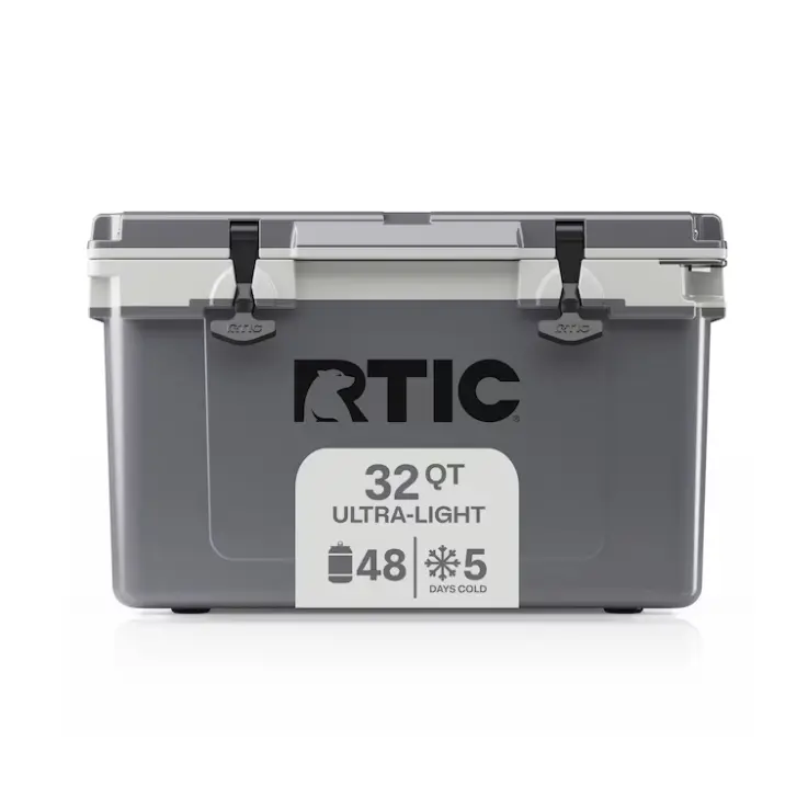 RTIC Outdoors Ultra-Light 32 Quart Hard Cooler, Grey Insulated Ice Chest with Drainage Spout, Lightweight Portable Cooler for Camping, Fishing, Beach, Tailgating & Outdoor Travel