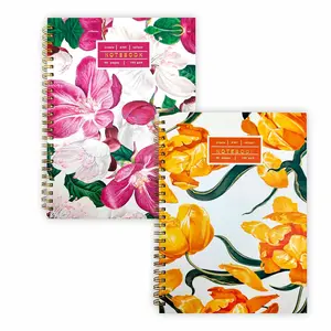 Floral Design Lined Spiral Notebook, Pack of 2