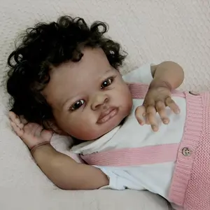 Lifelike Reborn Baby Dolls Black, 20inch Realistic Black Newborn Real Life Baby Dolls Soft Vinyl Baby Dolls with Clothes and Toy Gift for Kids Age 3+