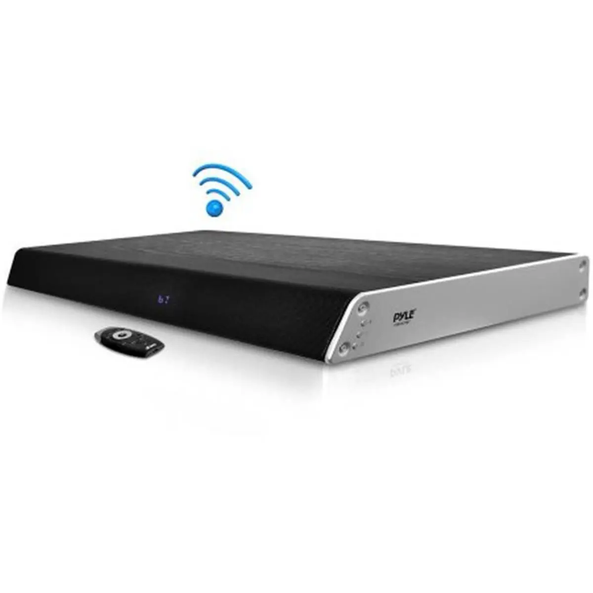 Pyle Compact Tabletop TV Sound Base Soundbar - Bluetooth Connectivity Speakers with LCD Display, USB, MP3 Support, Wireless Streaming, Smartphone Compatibility, Included Cable and Adapter
