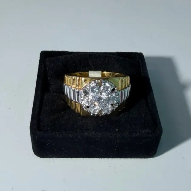Stainless steel diamond cluster simulant ring for men size 11