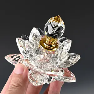 Creative Lotus-Shaped Glass Perfume Bottle, Crystal Decorative Tabletop Ornament, Unscented, Perfume Bottle, Glass Decoration Vial Storage Inserts