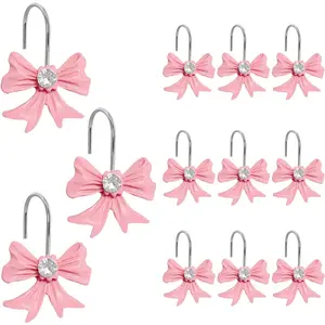 Cute Bow Knot Shower Curtain Hooks Rings, Modern  Decorativ Rust Resistant Hangers, 12 count Shower Hooks for Bathroom Shower Rod, Bedroom, Living Room ( Bow)