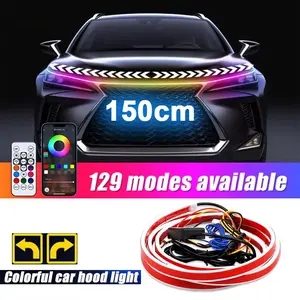 12V LED Car Hood Light RGB With Turn Signal DRL Multifunctional APP Control Neon Strip Daytime Running Light Car Decoration Lamp