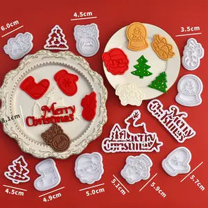 Christmas Cookie Cutter Mold ,fondant cutters Set, Shapes :christmas tree, Reindeer, Snow Globe, Snowman, Gingerbread, Snowflake (14 Designs), Christmas Stocking, Gift Box & Text Mold - Cake Decorating Tools Cookie Cutters Shaped fondant cutters