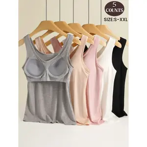 Women’s round-neck top with wide straps, can also be worn as an inner layer or vest; slim basic vest; suitable for everyday wear; suitable for all seasons; made from highly elastic, soft fabric; available in sizes S–XXL.