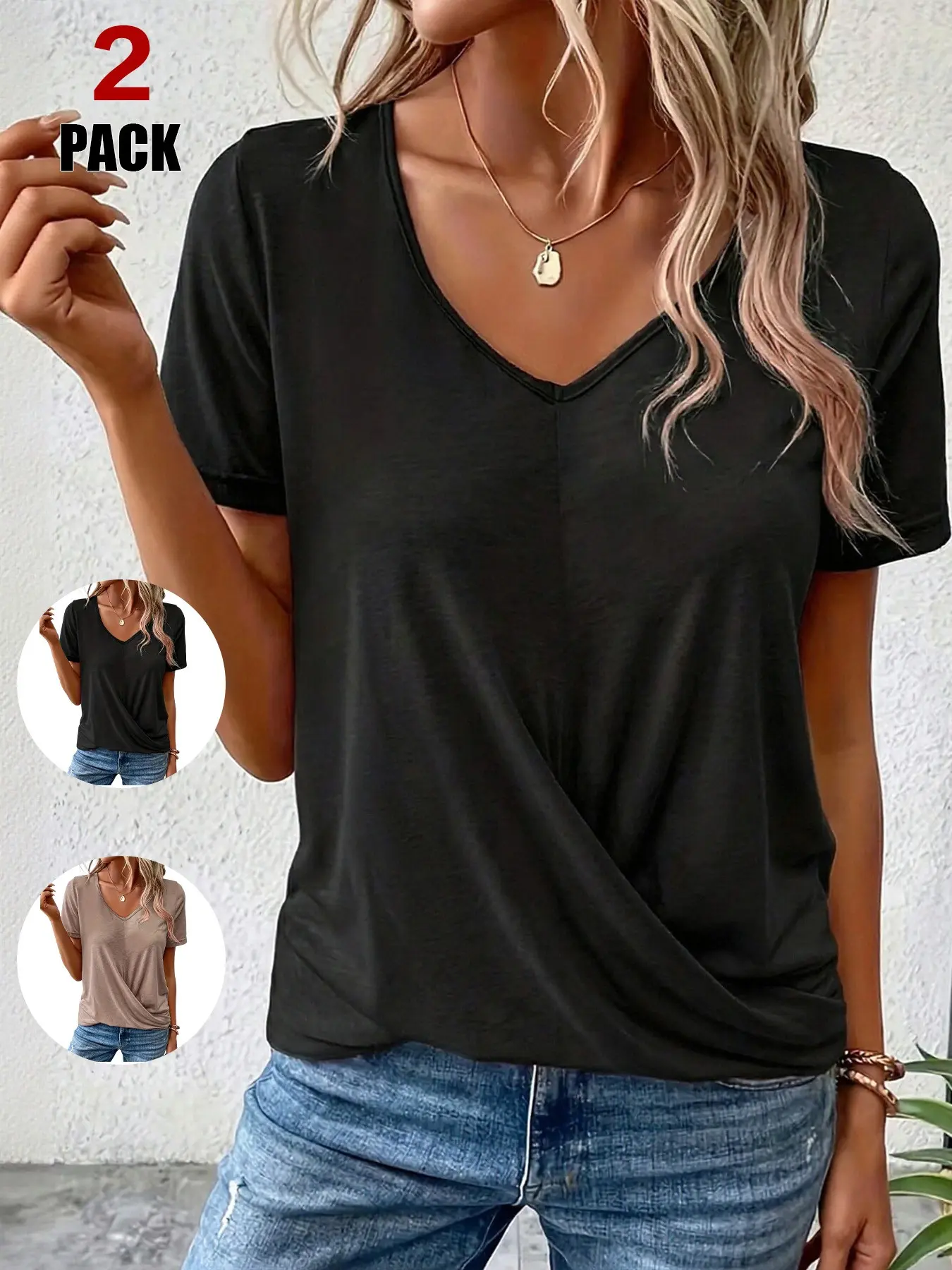Women's Casual Short Sleeve V Neck Commuter T-Shirt, Stylish Daily Wear, Comfortable and Versatile, Perfect for Office and Outdoors