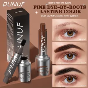 DUNUF Viral Brow Fix Pen Root Tap-in Fine Dye-by-Roots Lasting Color Eyebrow Pen for Instant Fluffy Brows Smudge-proof Longwear Brow Brush & Dip