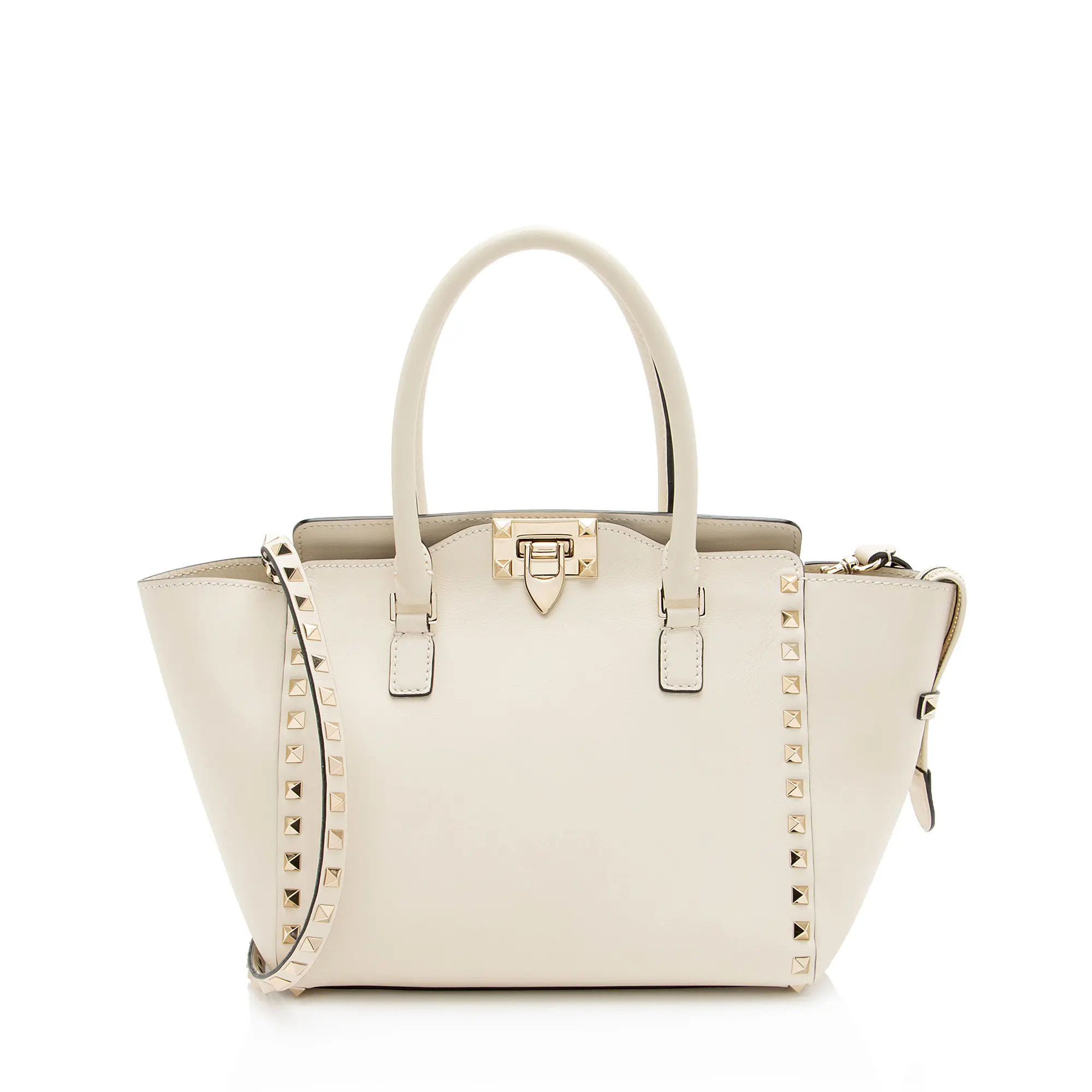 Pre-owned Valentino Calfskin Tote Bags Rockstud Double Handle Small Tote