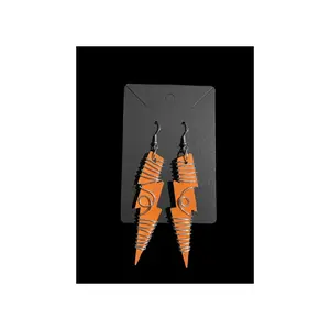 Wooden/wire wrap/lightning earrings (orange)
