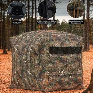 Portable Pop-Up Hunting Blind - 270° See-Through Windows & Silent Door, Waterproof Lightweight Camouflage Tent for Deer Turkey Hunting