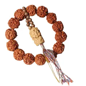 Unisex Traditional Look Rudraksha Bracelet - Single Circle, Plate String, Hand Ornament, Hand-Held Rosary Beads, Tara Tassel Accent, Adjustable, Couples Set bracelet for men and women bracelet men