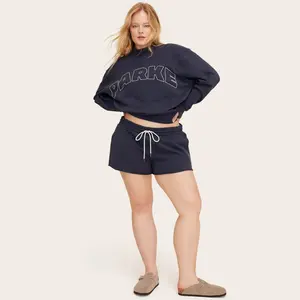 Women's Mid-Rise Pull-On Sweatshorts - Parke Navy Blue XXL