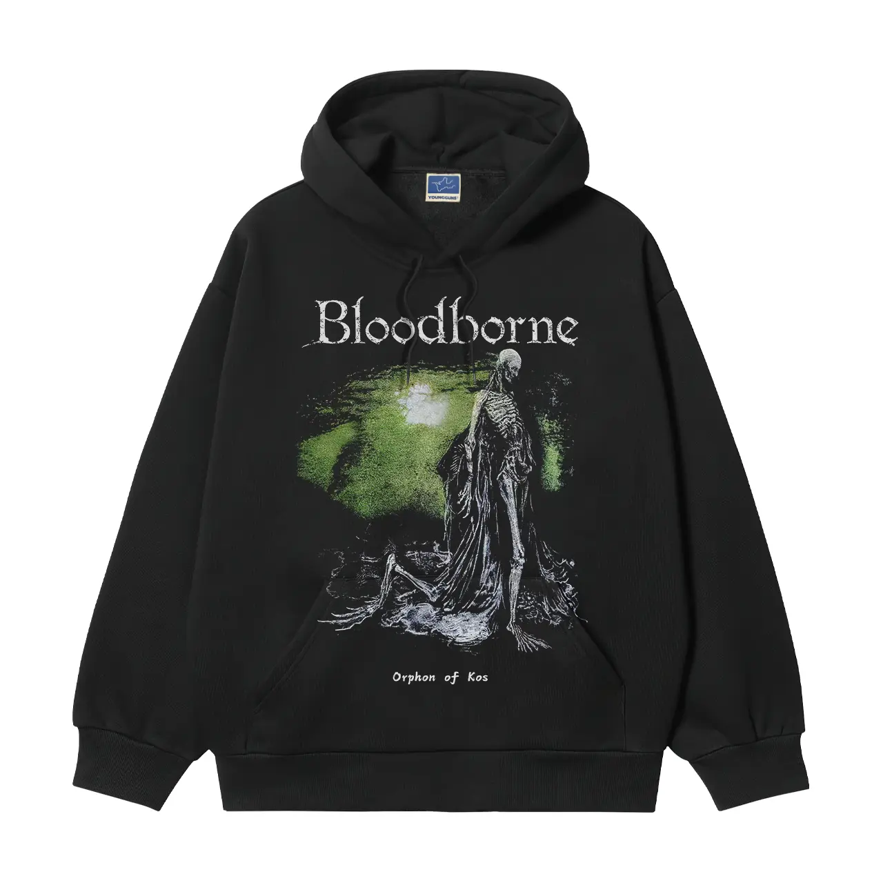 Vintage Bloodborne Graphic Hoodie, Unisex Heavyweight 400g Cotton Casual Long Sleeve Streetwear Pullover Tops