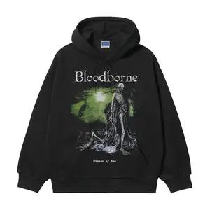 Bloodborne Hoodie Vintage Streetwear Heavyweight 400g Cotton Original Design DTG Print Unisex Sweatshirt