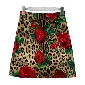 CALUXA- Dolce & Gabbana Multicolor Rose Leopard Print Cotton Skirt Size 38