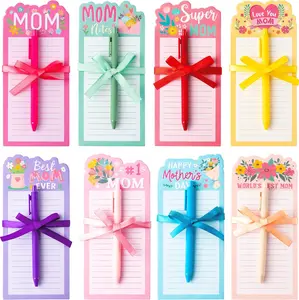 Mother's Day Notepads With Pen - 8 Sets Happy Mother's Day Sticky Notes Gifts for Mom Self-Adhesive Sticky Notepads Writing Memo Pads for Mom Ladies Women School Office Birthday Gifts Supplies