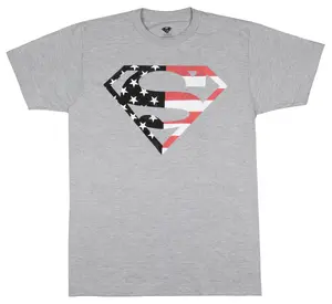 DC Comics Men's Superman Stars And Stripes Filled S Shield Logo Adult Patriotic T-Shirt
