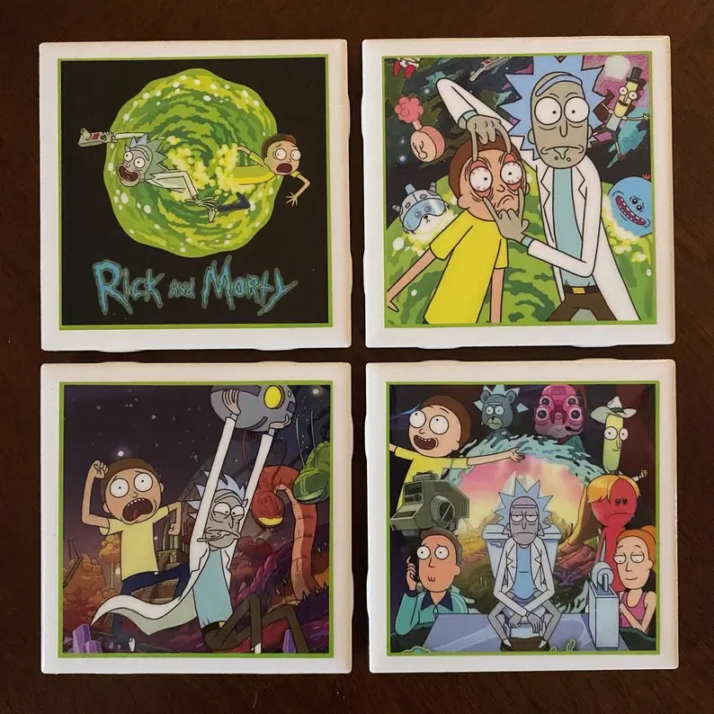 Rick and Morty Ceramic Coasters - Set Of 4