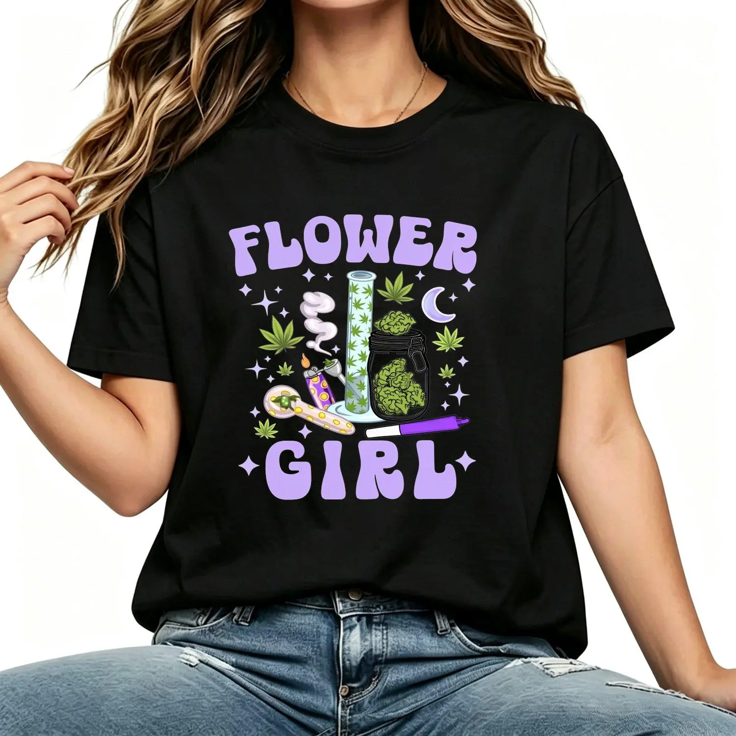 s 2026 New Limited Edition 420 Flower Printed Boxy Fit Short Sleeve Womenswear Top Women T shirts Casual Streetwear Vintage Inspired Relaxed Fit Tee
