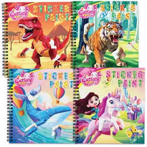 4PCS Paint by Sticker Book Travel Activities for Kids 3-8,Montessori Sticker Busy Book with Story,Screen Free No Mess,Road Trip & Airplane Toys, Birthday Present, Classroom Gifts, Travel Essentials for Toddlers