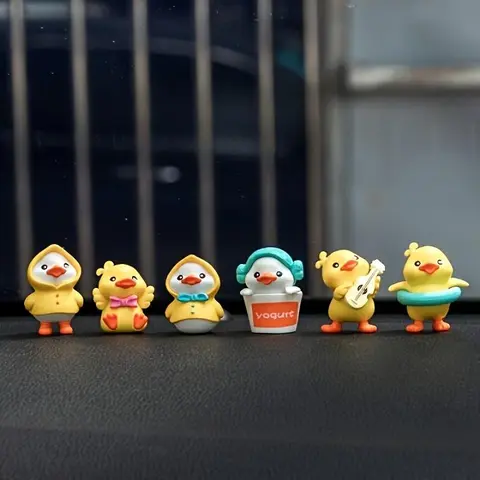 Cute Duck Design Car Dashboard Decoration, 6 Counts/set Car Interior Decoration Accessories, Automotive Decoration, Car Interior Accessory, Car Decoration Supplies for Car Gift, Car Ornament, Car Interior Ornaments