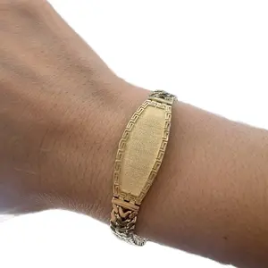14K Gold Brazalete Tejido with Plaque - 585/14K Gold Bracelet Without Additional Features or Specifications