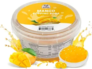 Mango Popping Boba (500g), Popping Pearls for Bubble Tea, Beverages, Sweets, Ice Cream, Shakes, Desserts & Smoothies Topping, 1.1 Pound (Pack of 1)