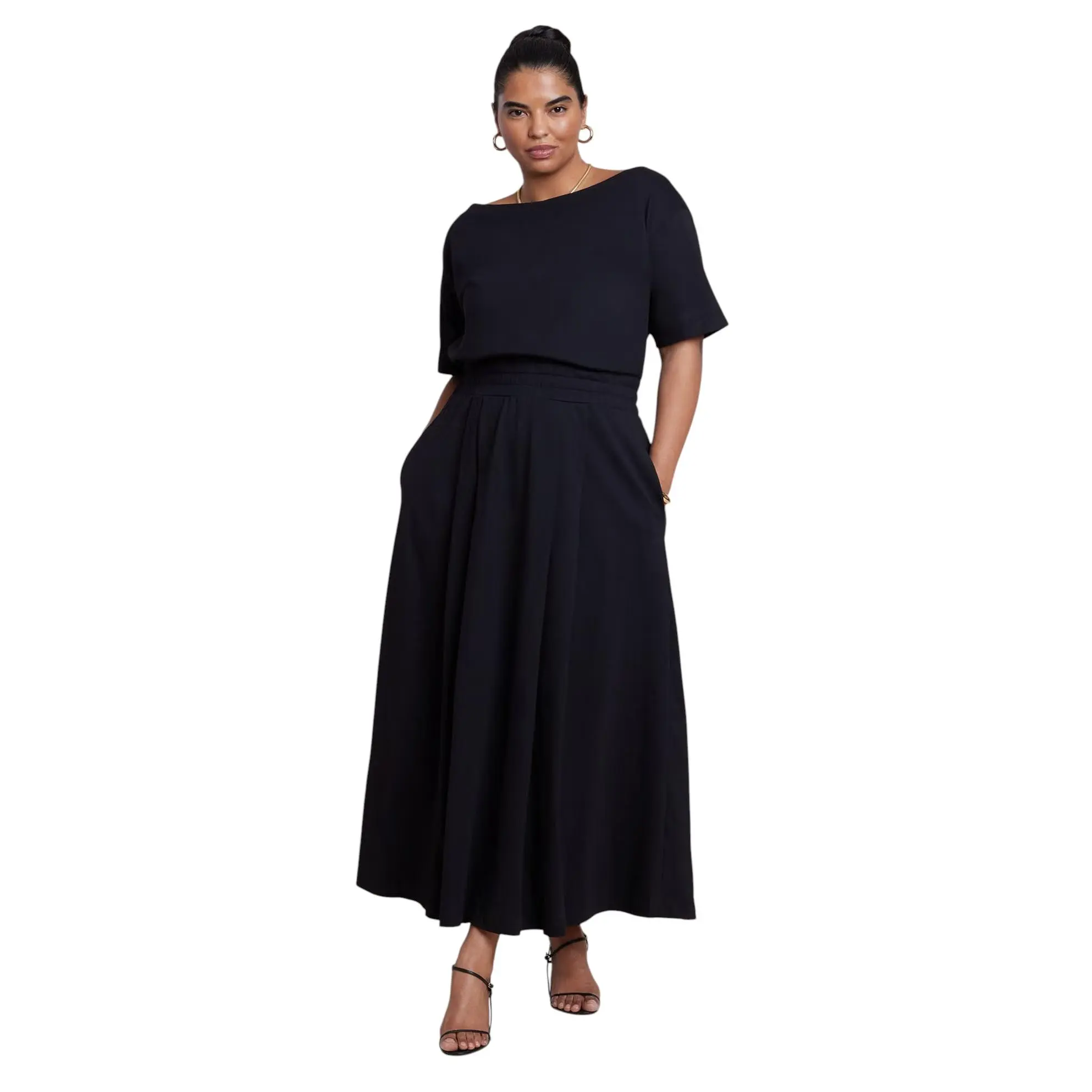 ELOQUII Women's Plus Size Asymmetrical Neck A-Line Dress