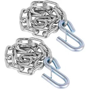 27" Trailer Safety Chain with 3/16" Spring Hook, Grade 30 Zinc-Plated Steel Towing Chain Kit 3,000 lbs Capacity for Jet Ski, Lawn Tractor & Utility Trailer, 2 Pack (Total Reach 27-Inch)
