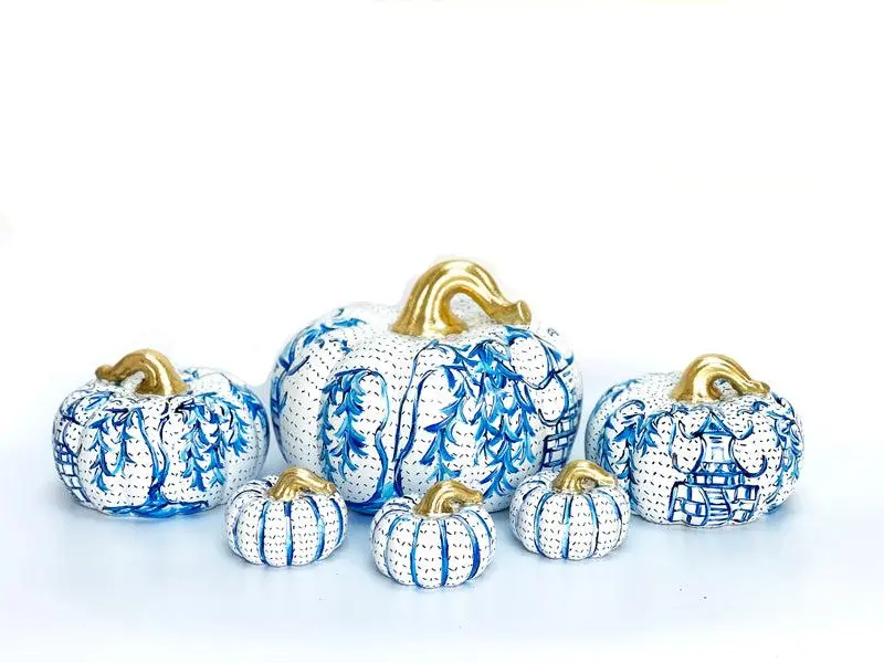 Chinoiserie Ceramic Pumpkins Chinoiserie Ceramic Pumpkins