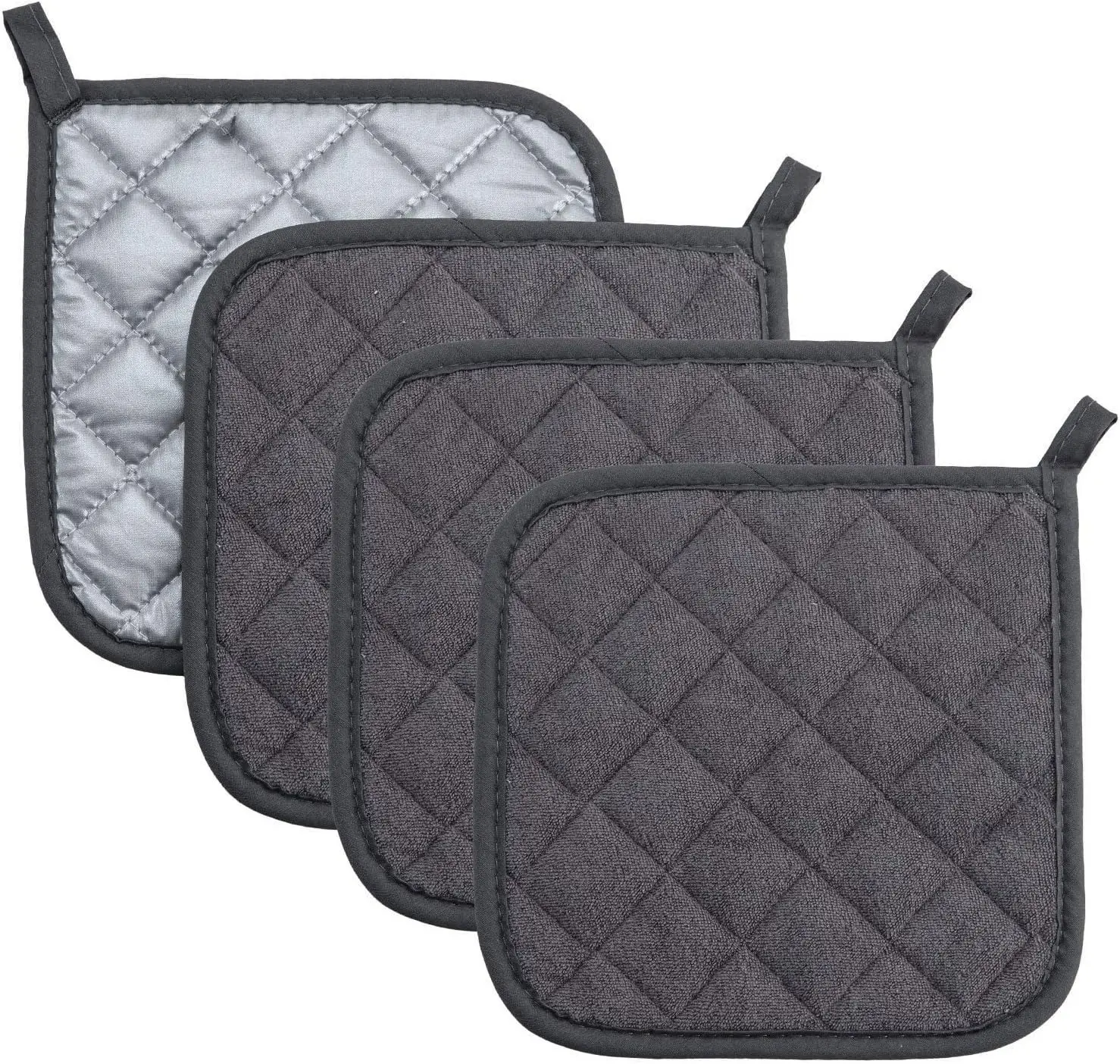 4 Pack Pot Holders for Kitchen Clearance, Hot Pads for Kitchen, Countertops, Oven Pot Holders Bulk, Potholders Sets for Kitchens Heat Resistant, Grey