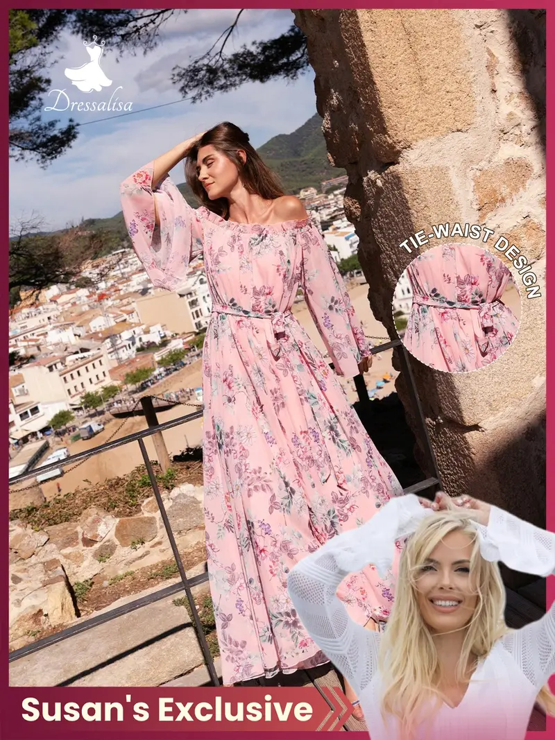 Floral long sleeve dress for garden party - TikTok Shop