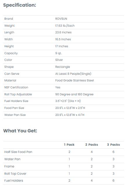 [TOP RATED - FLASH SALE] ROVSUN 9 QT Roll Top Rectangular Chafing Dish Buffet Set with 2 Half-Size Pan & Visible Window