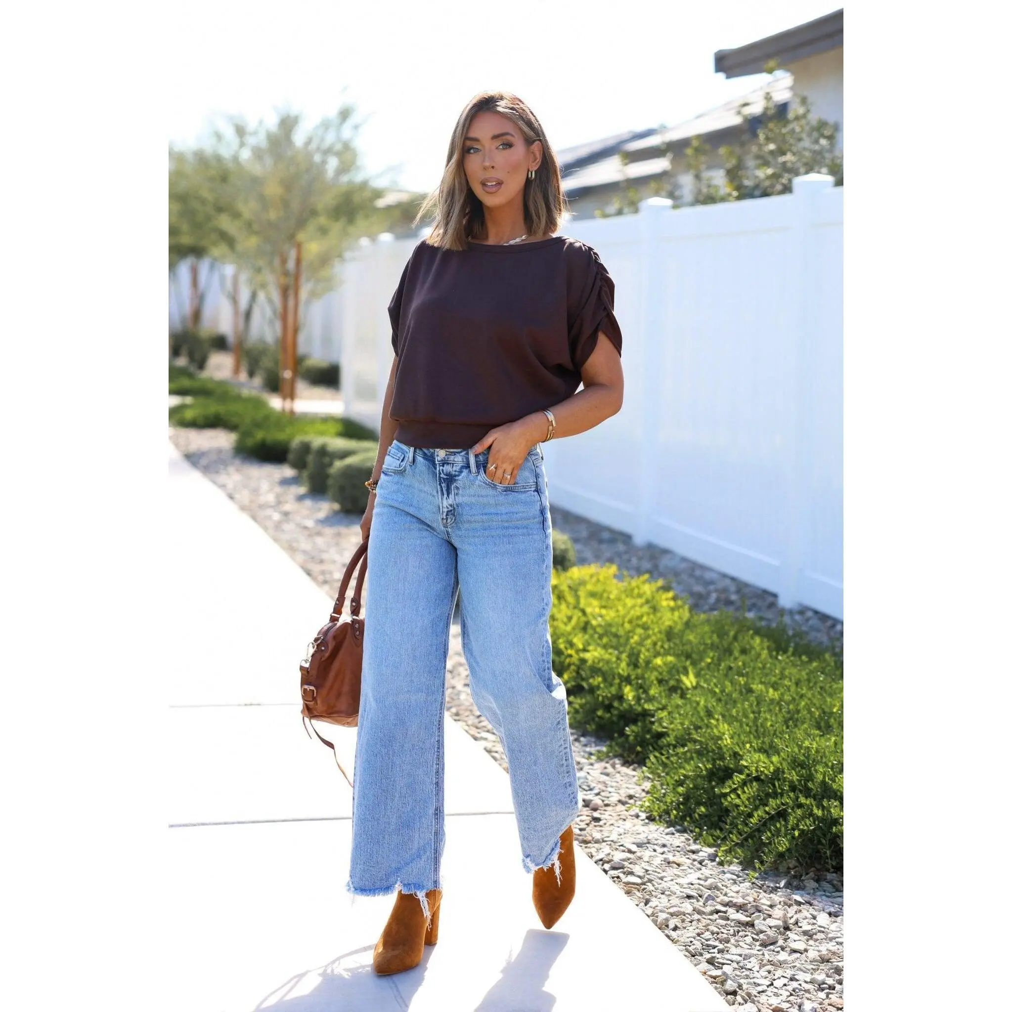 Vervet Medium Wash Mid Rise Frayed Jeans