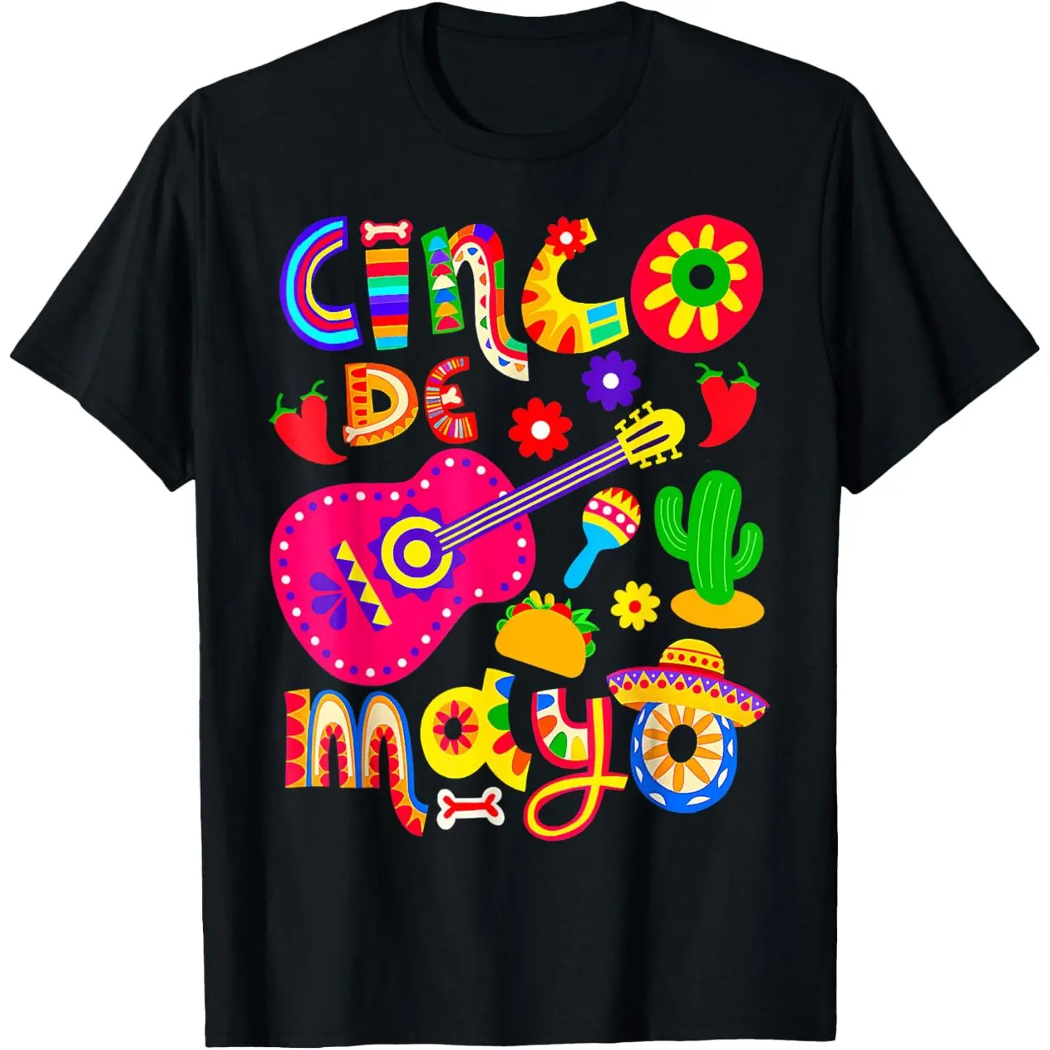 Women's 100% Cotton Short-Sleeve Round Neck Breathable Loose Oversized Graphic T-Shirt - Ideal for Cinco de Mayo Mexican Fiesta