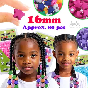 Star Shaped Silicone Hair Beads - 16mm 80 PCS Soft Flexible Noiseless Painless Hair Accessories for Women Girls Stylish Braiding