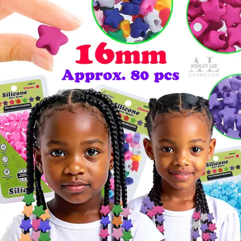 Star Shaped Silicone Hair Beads - 16mm 80 PCS Soft Flexible Noiseless Painless Hair Accessories for Women Girls Stylish Braiding