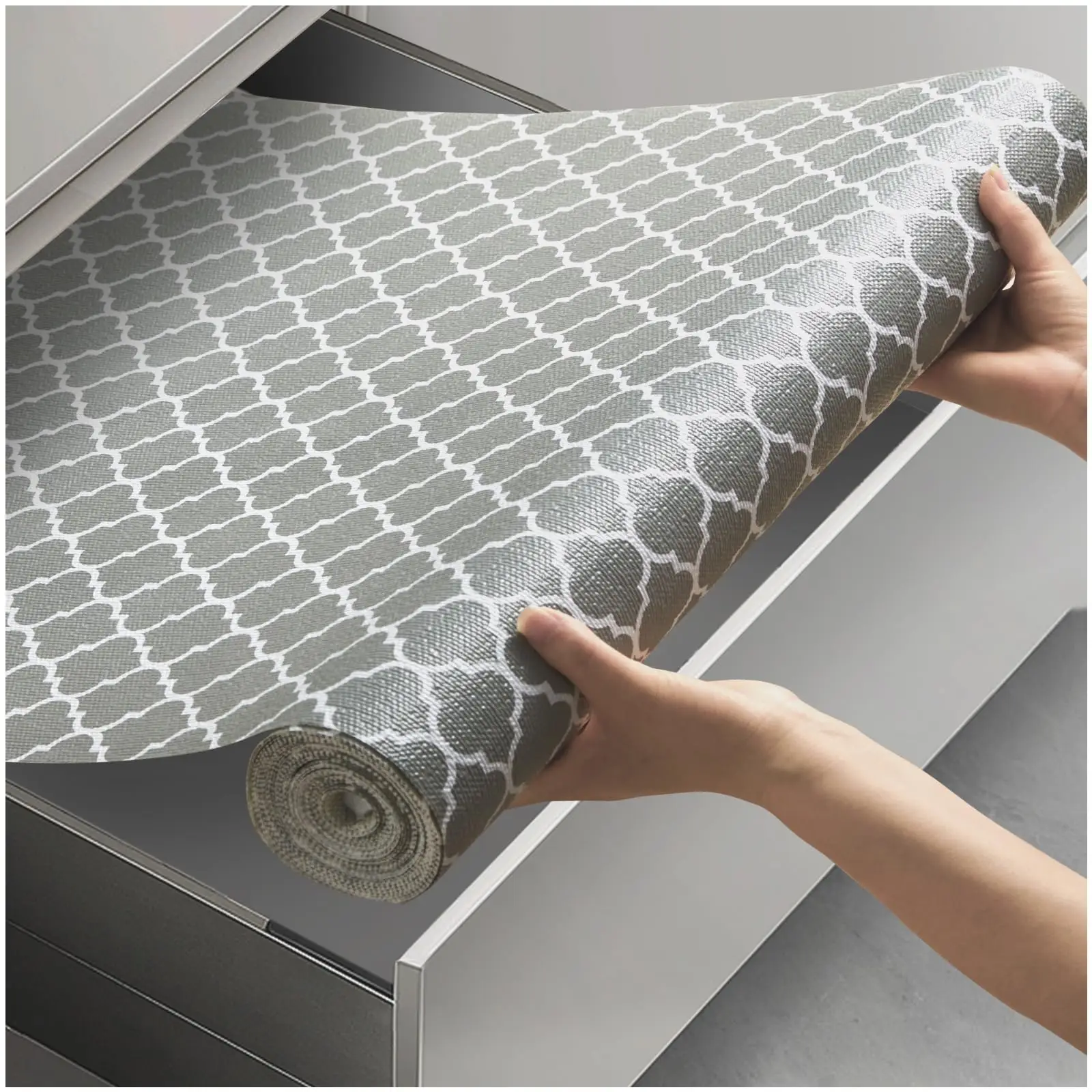 Geometric Pattern Drawer Liner, 1 Roll Non-slip Waterproof Drawer Mat, Kitchen Cabinet Drawer Liner, Refrigerator Liner, Bathroom Cupboard Drawer Mat